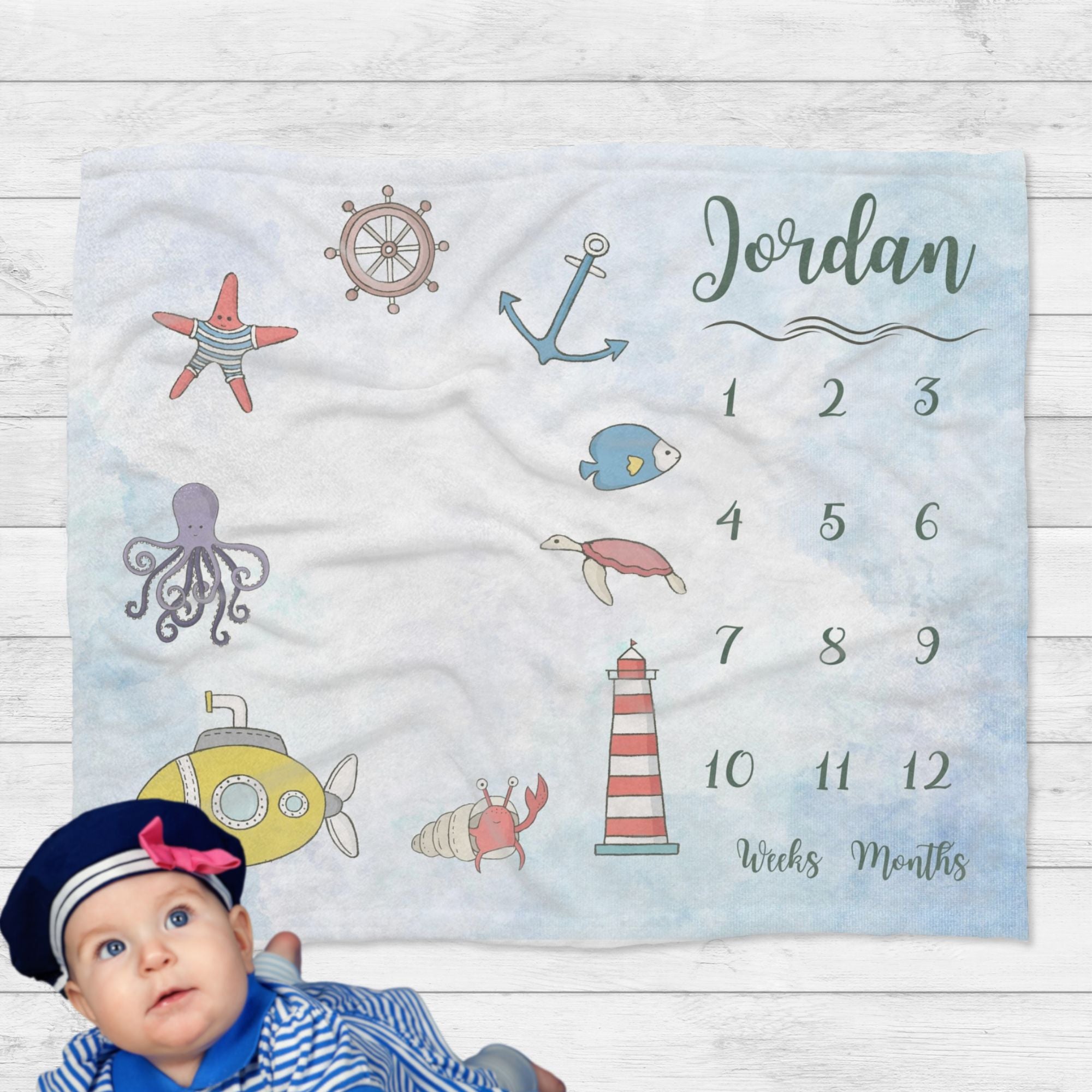 Personalised Nautical Baby Millstone Blanket – Snug as a Bug