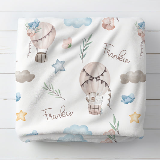 Personalised Hot Air Balloon Baby Blanket