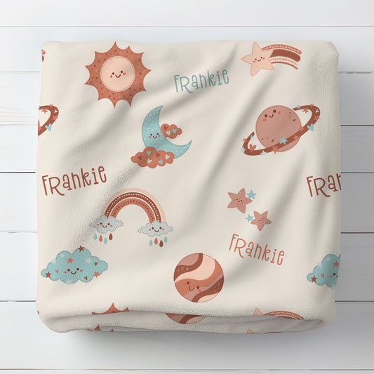 Personalised Space Planet Baby Blanket