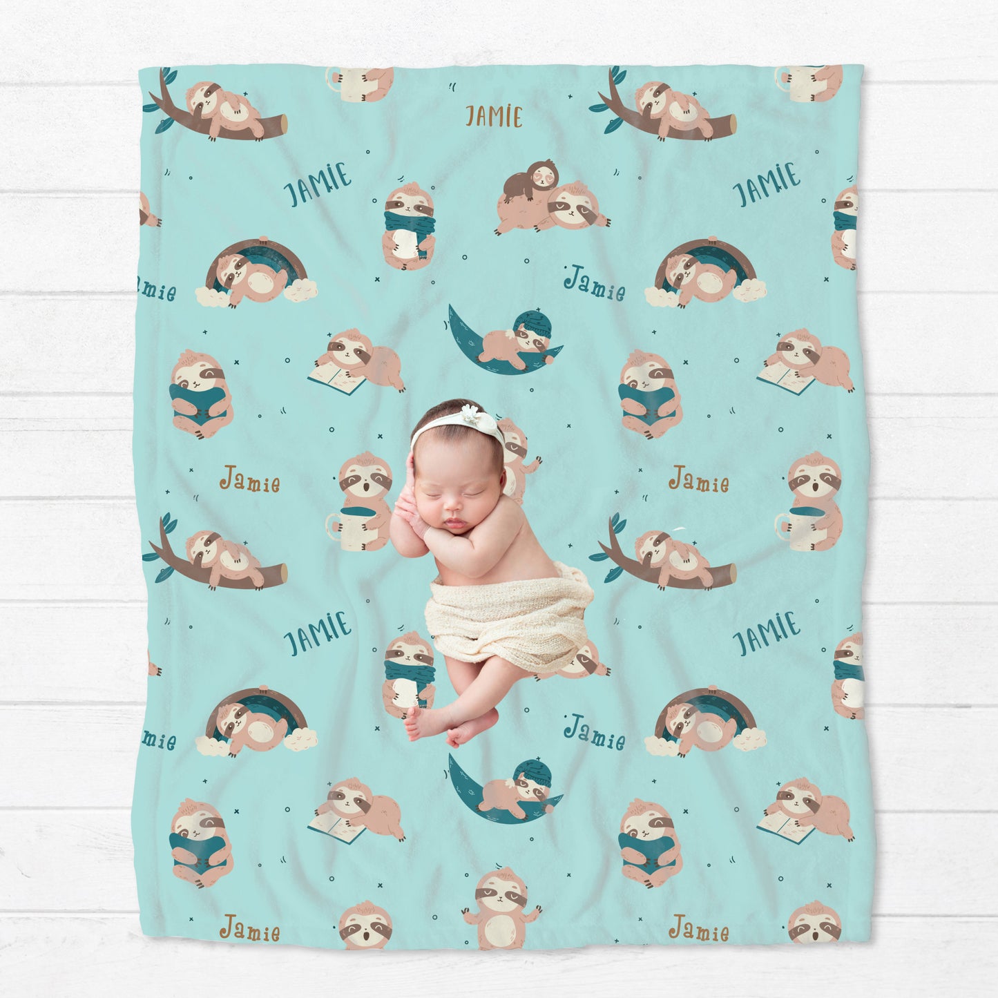 Personalised Cute Sloth Blanket