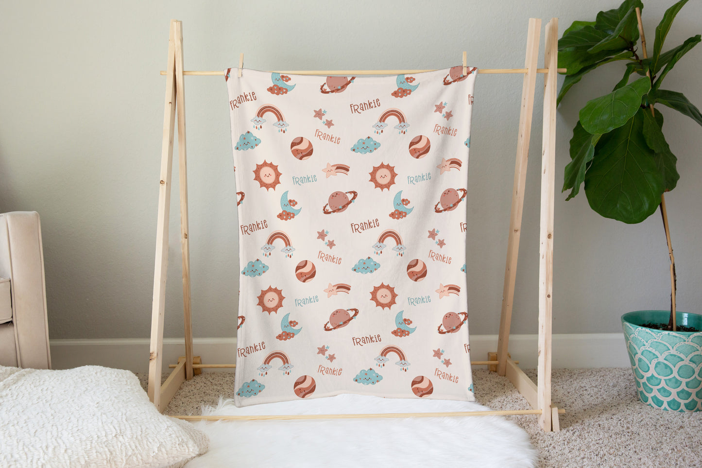 Personalised Space Planet Baby Blanket