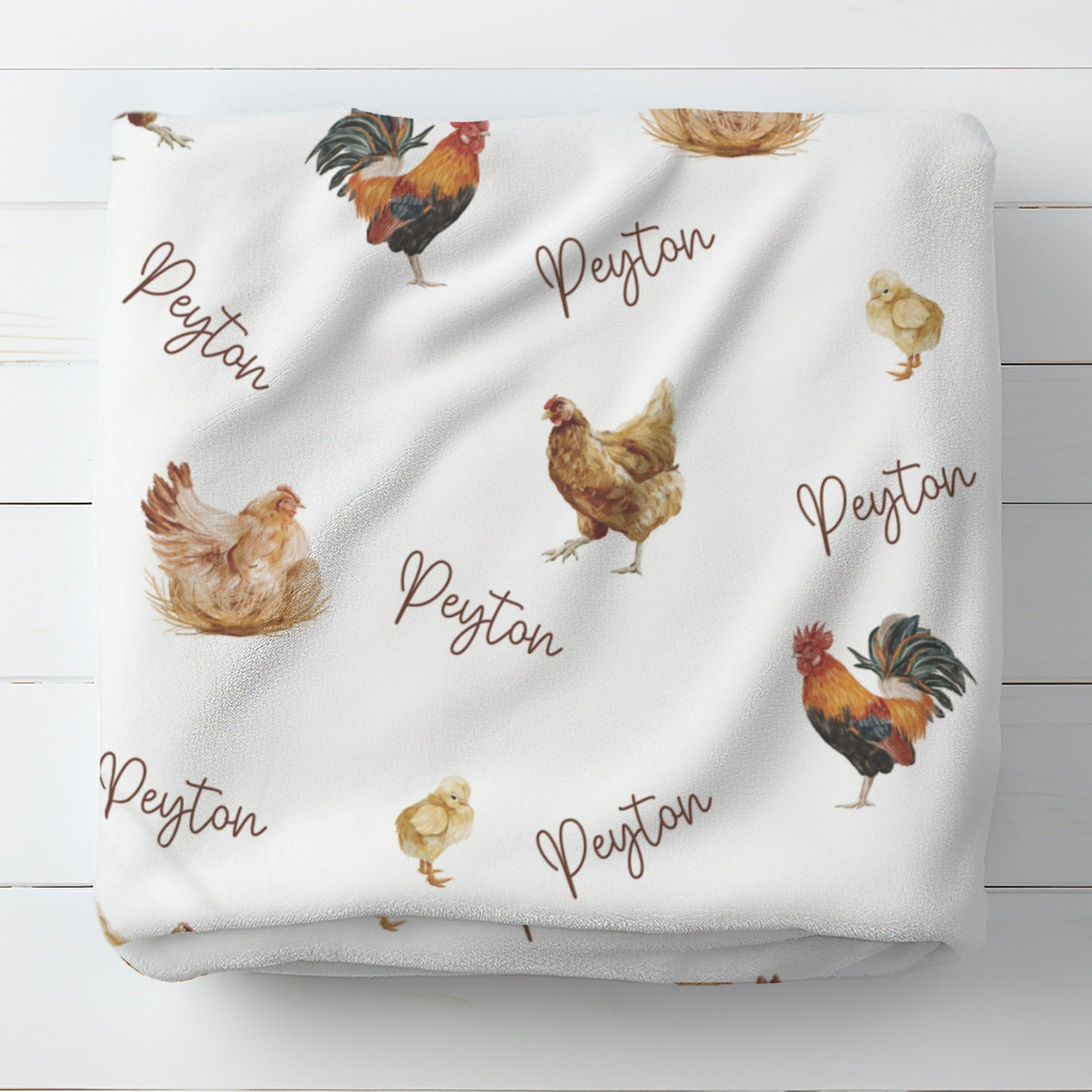 Personalised Chicken Baby Blanket Small