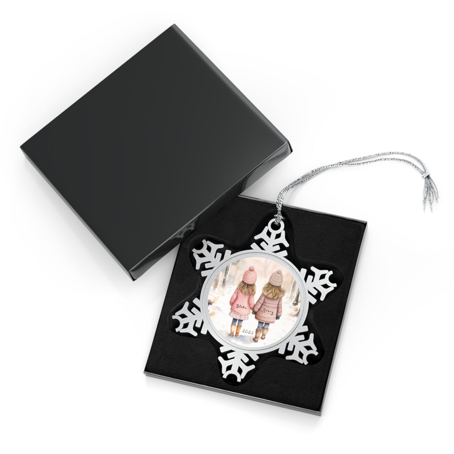 Personalized Pewter Snowflake Ornament | Sisters / Friends