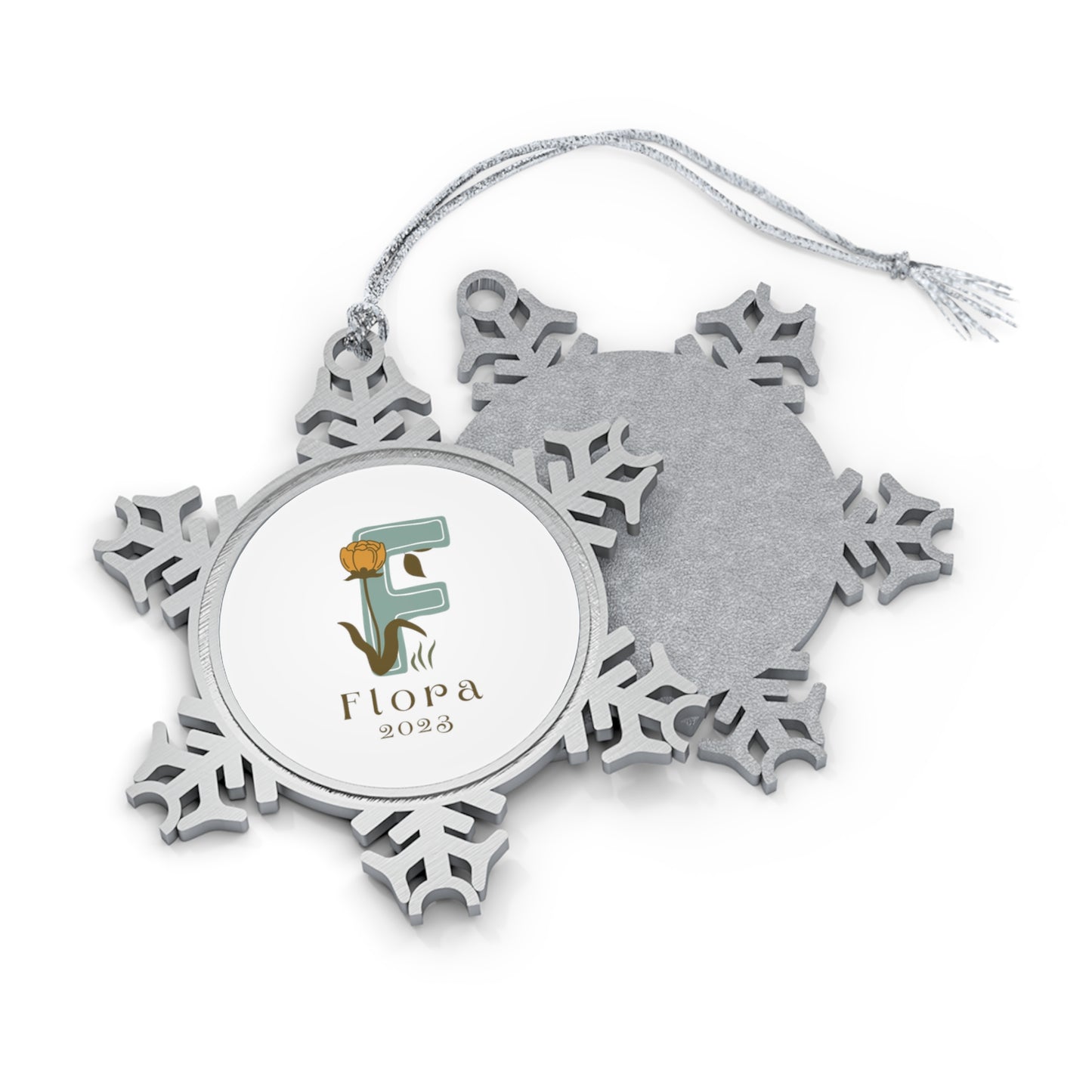 Personalised Pewter Snowflake Ornament | Wild Flower Letter