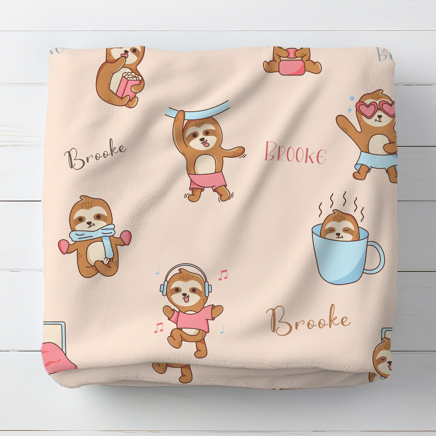 Personalised Cute Baby Sloth Blanket