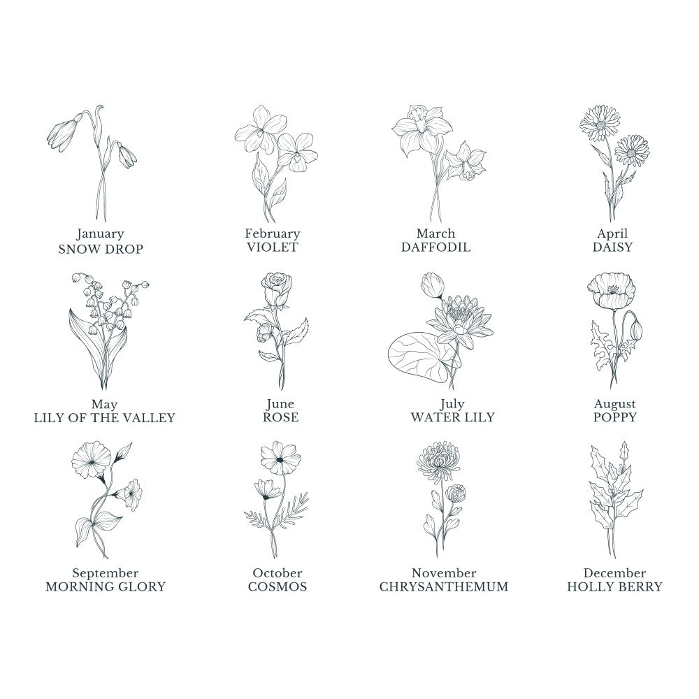 custom names birth flower family wall art print unframed – Snug as a Bug